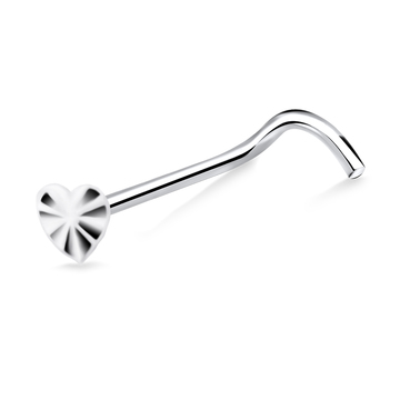 Hearts Twinkle Silver Curved Nose Stud NSKB-771